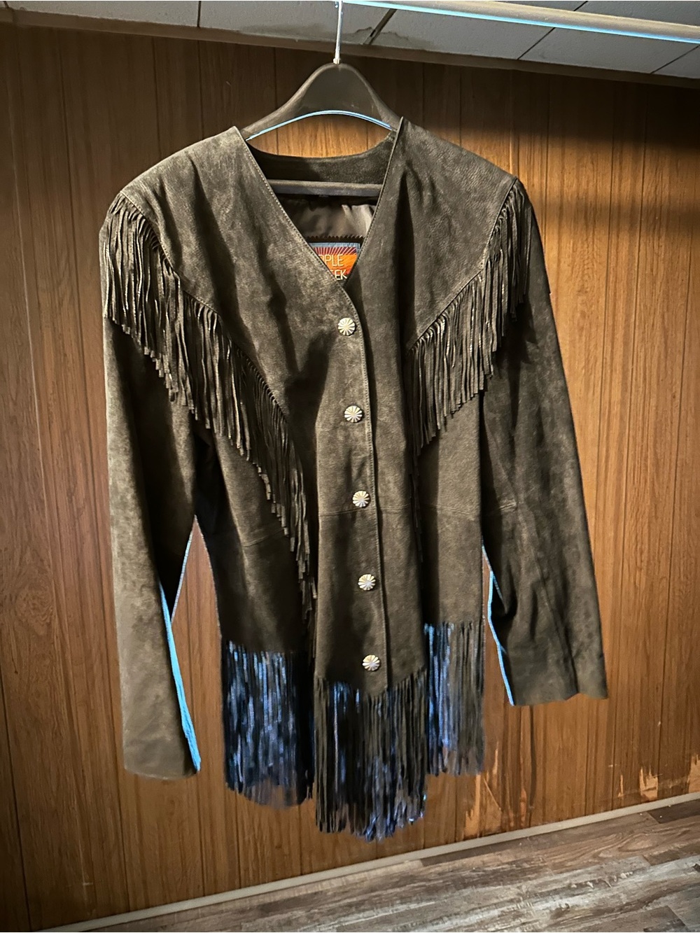 Cripple Creek women’s XL Suede Fringe Black Leather Jacket